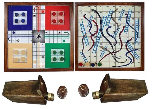 Wooden ludo snakes and - in,